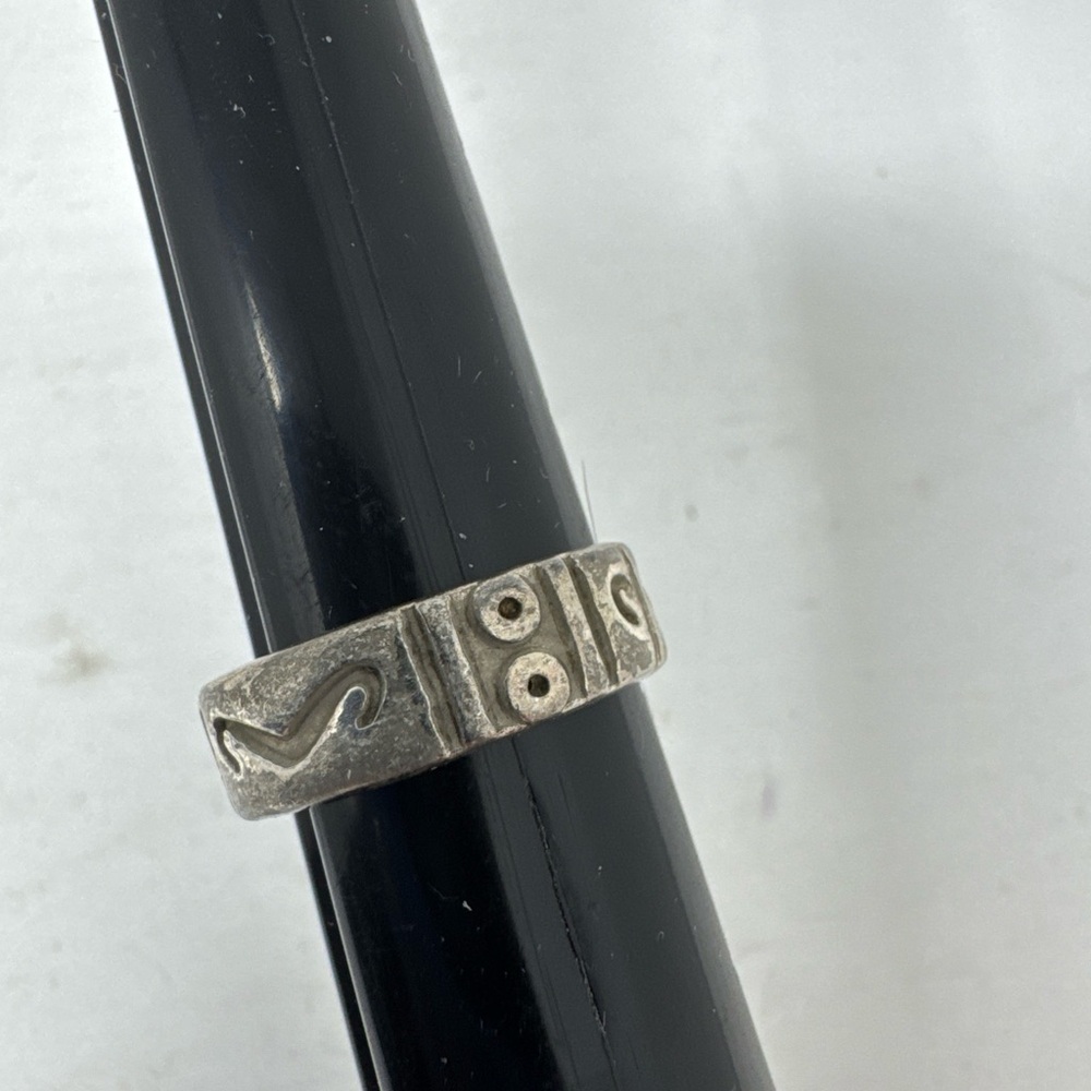 Vtg Mexico 925 Sterling Silver Band Ring Size 10 Wide Band Southwestern